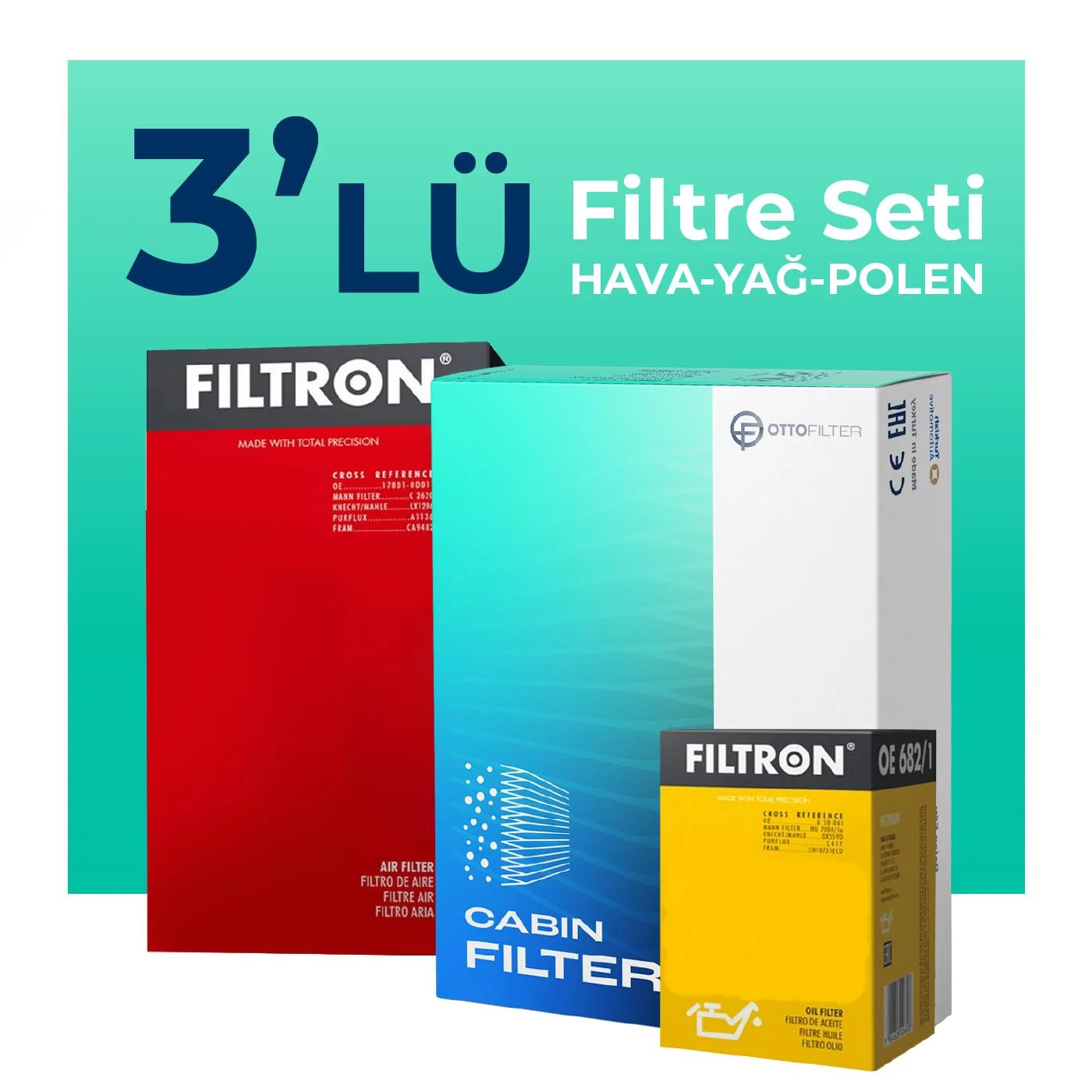 Filtron Hyundai Bayon 1.4 Benzinli Filtre Bakım Seti (2021-2023) 3 Lü - Görsel 1