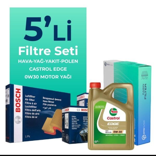 Bosch Audi Q7 50 Dizel Filtre Bakım Seti Castrol Motor Yağlı (2019-2024) 5 Li