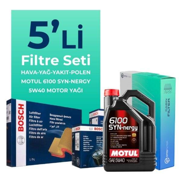 BOSCH Fiat Idea 1.3 Dizel Filtre Bakım Seti Motul Motor Yağlı (2004-2010) 5 Li