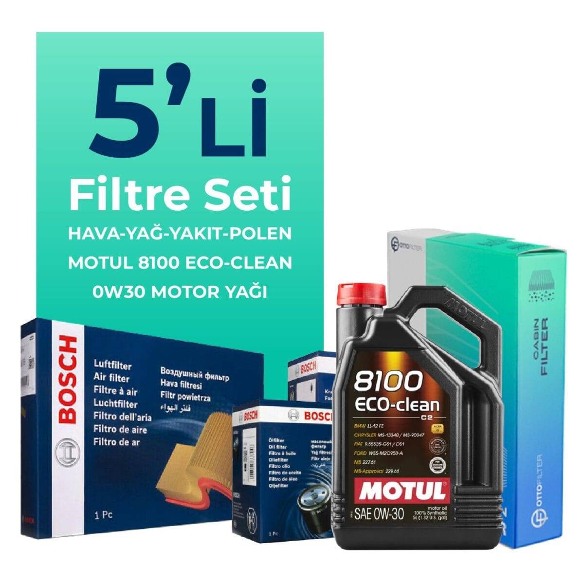 BOSCH Opel Crossland 1.6 Dizel Filtre Bakım Seti Motul Motor Yağlı (2017-2022) 5 Li - Görsel 1