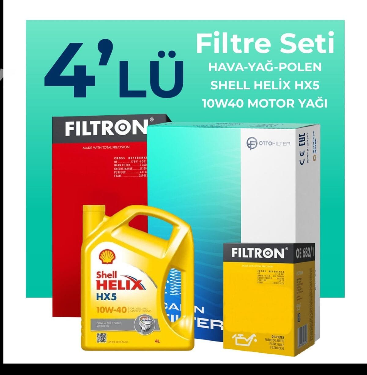 Filtron Fiat Albea 1.6 Benzinli Filtre Bakım Seti Shell Motor Yağlı (2002-2008) 4 Lü - Görsel 1