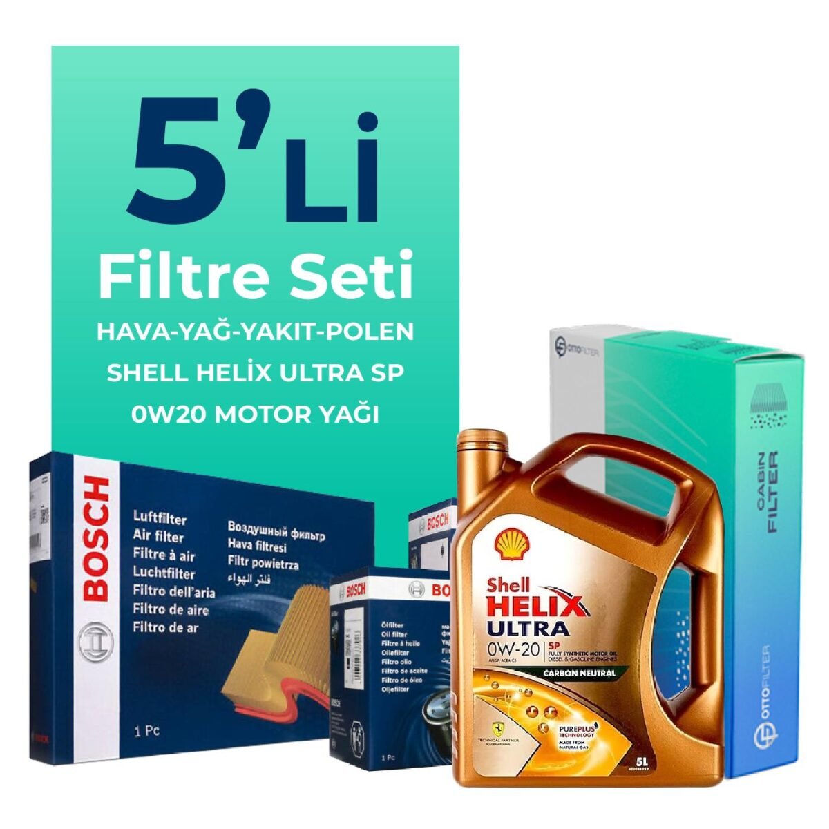 BOSCH Alfa Romeo Tonale 1.6 Dizel Filtre Bakım Seti Shell Motor Yağlı (2022-2024) 5 Li - Görsel 1
