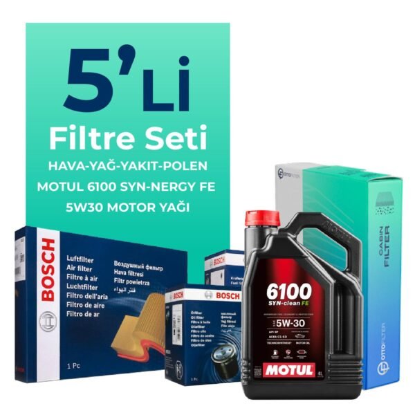 Bosch Dacia Dokker 1.5 Dizel Filtre Bakım Seti Motul Motor Yağlı (2012-2019) 5 Li