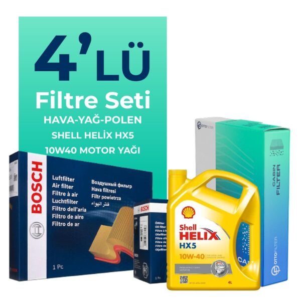 BOSCH Fiat Siena 1.4 Benzinli Filtre Bakım Seti Shell Motor Yağlı (1998-2012) 4 Lü