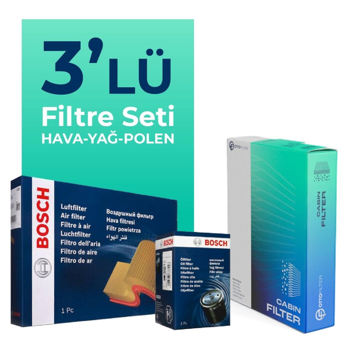 BOSCH Ford Connect 1.6 Dizel Filtre Bakım Seti (2013-2018) 3 Lü - Görsel 1