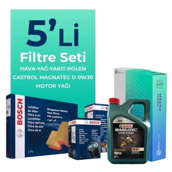 BOSCH Ford Mondeo 2.0 Dizel Filtre Bakım Seti Castrol Motor Yağlı (2015-2018) 5 Li