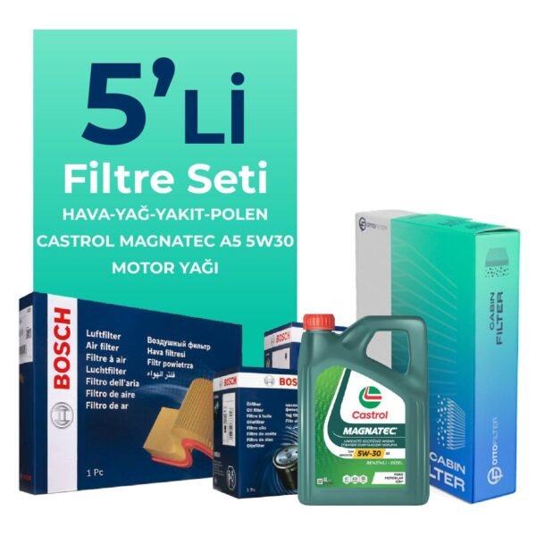 BOSCH Ford Ranger 2.2 Dizel Filtre Bakım Seti Castrol Motor Yağlı (2012-2019) 5 Li