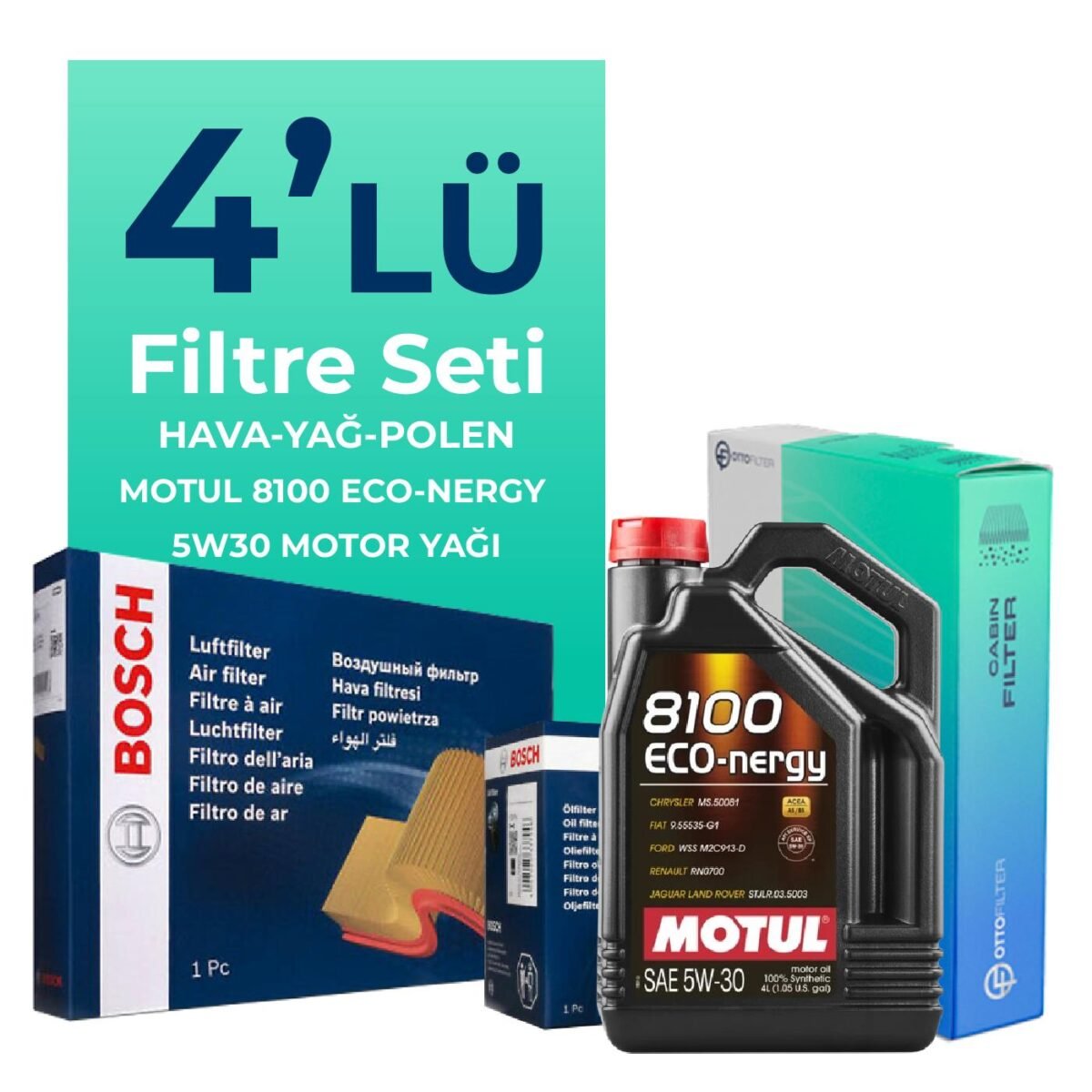 BOSCH Mitsubishi Space Star 1.2 Filtre Bakım Seti Motul Motor Yağlı (2012-2023) 4 Lü - Görsel 1