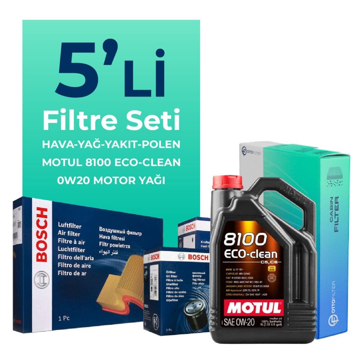 BOSCH Opel Insignia 1.5 Dizel Filtre Bakım Seti Motul Motor Yağlı (2018-2023) 5 Li - Görsel 1