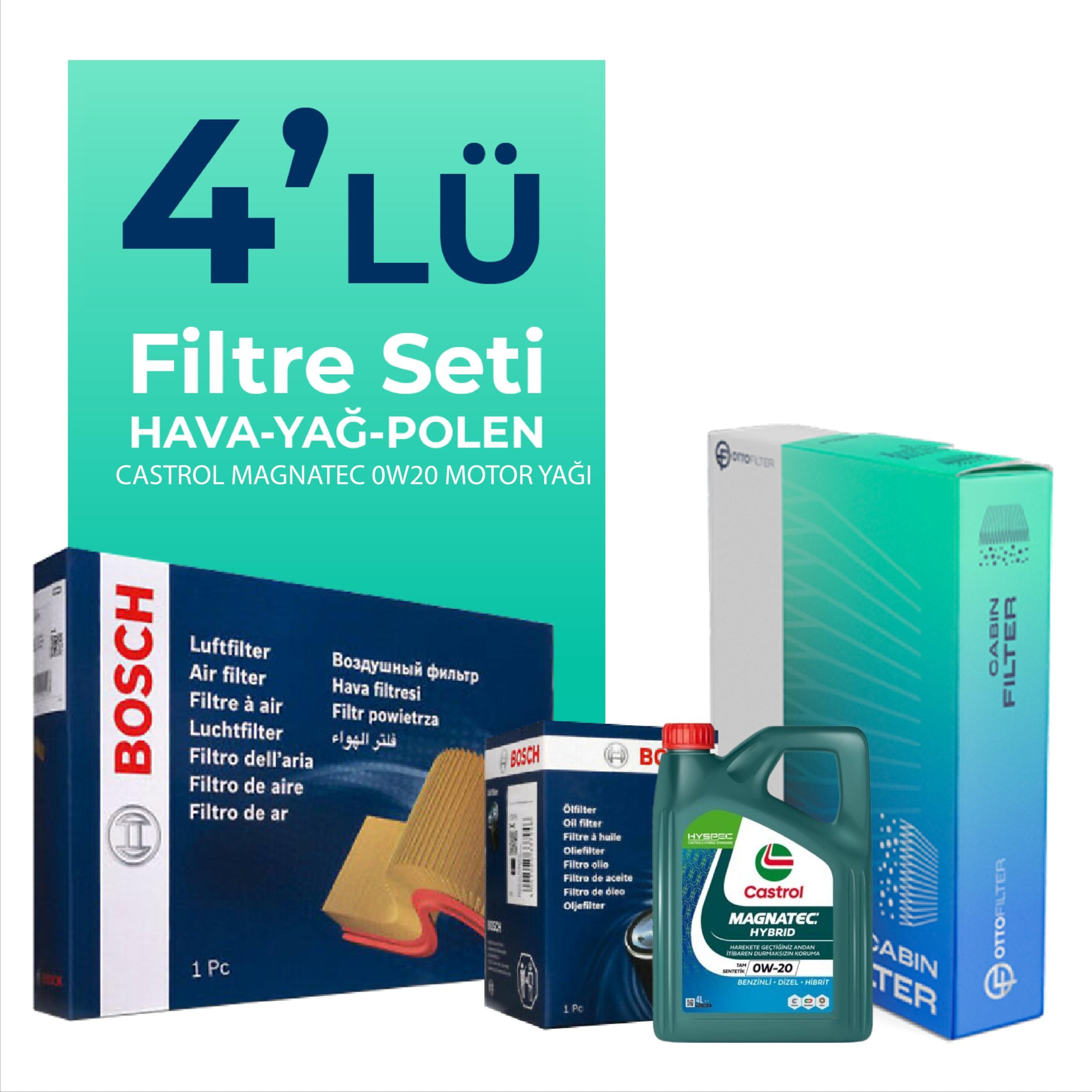Bosch Toyota Corolla 1.5 Filtre Bakım Seti Castrol Motor Yağlı (2021-2024) 4 Lü