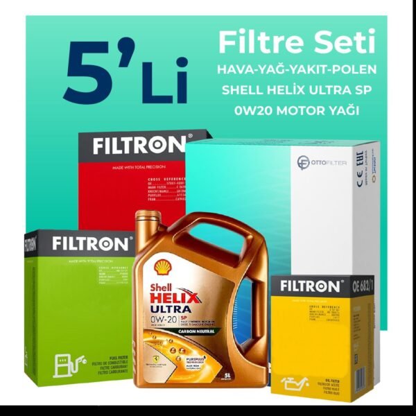 FİLTRON Alfa Romeo Tonale 1.6 Dizel Filtre Bakım Seti Shell Motor Yağlı (2022-2024) 5 Li