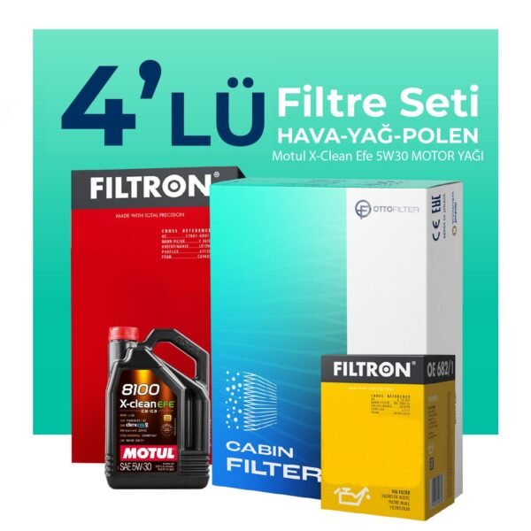 Filtron Audi A4 1.6 Filtre Bakım Seti Motul Motor Yağlı (2004-2009) 4 Lü