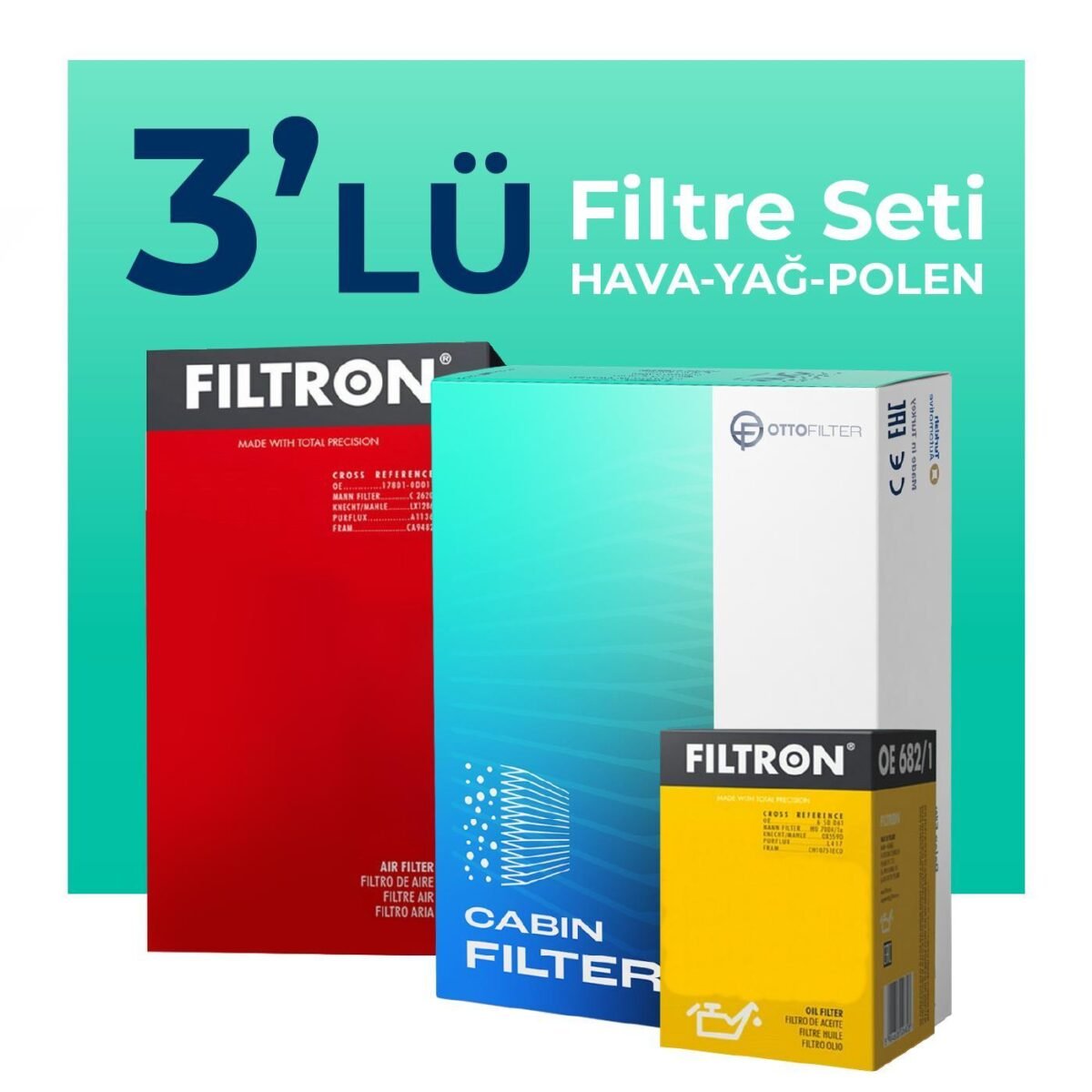 Filtron Dacia Duster 1.5 Dizel Filtre Bakım Seti (2010-2013) 3 Lü - Görsel 1