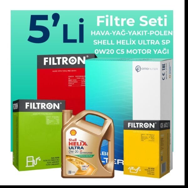 Filtron Fiat Egea 1.3 Dizel Filtre Bakım Seti Shell Motor Yağlı (2019-2023) 5 Li