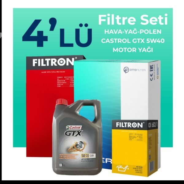 Filtron Fiat Punto 1.2 Benzinli Filtre Bakım Seti Castrol Motor Yağlı (2012-2017) 4 Lü