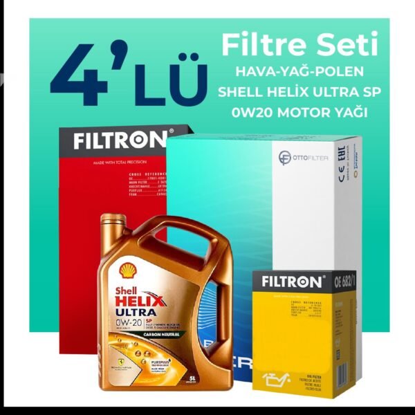 Filtron Ford Fiesta 1.0 Benzin Filtre Bakım Seti Shell Motor Yağlı (2012-2017) 4 Lü