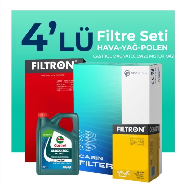 Filtron Honda Civic 1.6 Benzin FD6 Filtre Bakım Seti Castrol Motor Yağlı (2006-2011) 4 Lü