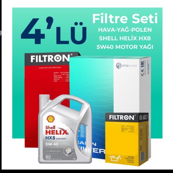 Filtron Lancia Ypsilon 1.4 Benzin Filtre Bakım Seti Shell Motor Yağlı (2003-2011) 4 Lü
