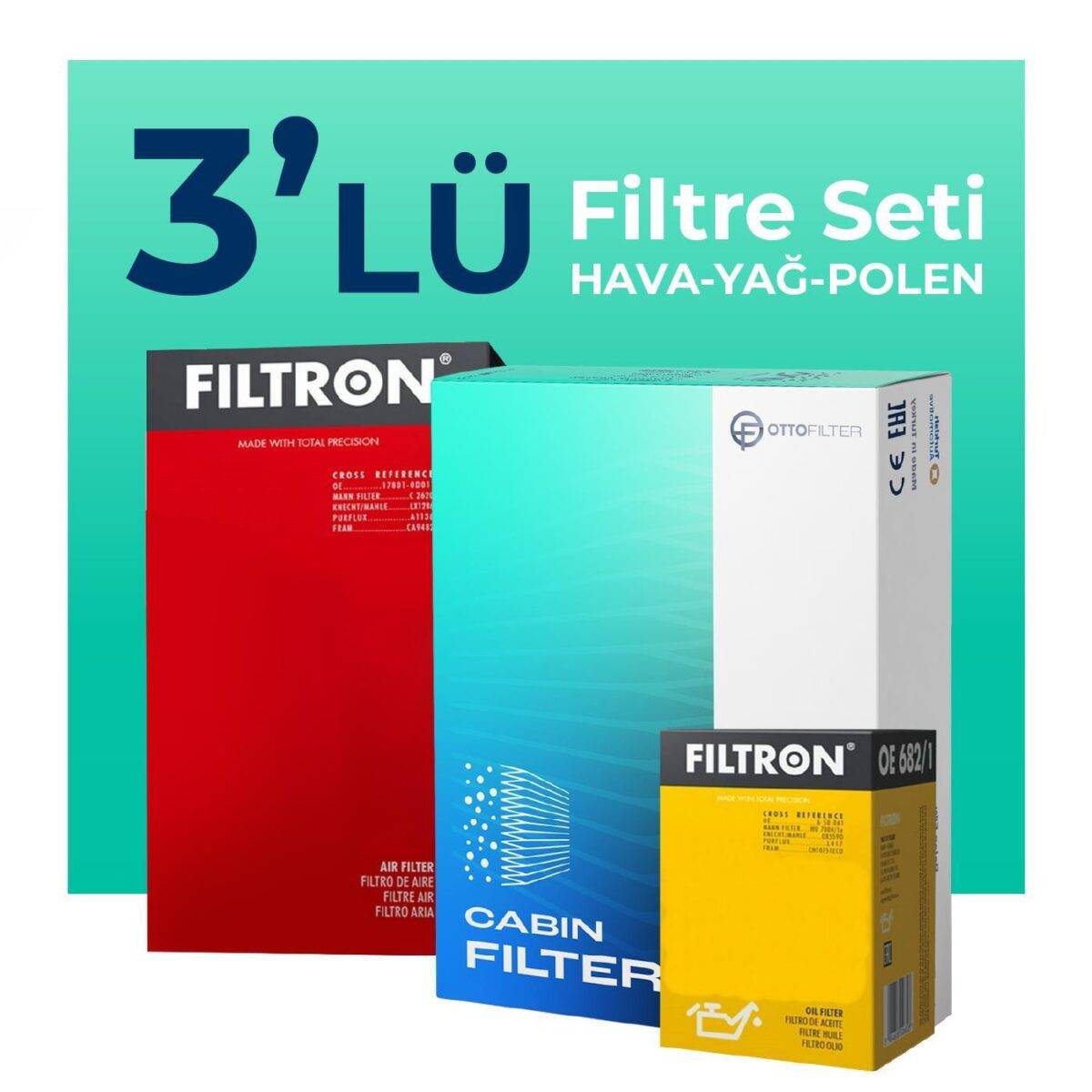 Filtron Mercedes GLB200 Benzin Filtre Bakım Seti 2020-2025) 3 Lü - Görsel 1