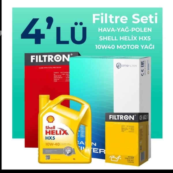 Filtron Mitsubishi Colt 1.5 Filtre Bakım Seti Shell Motor Yağlı (2004-2012) 4 Lü
