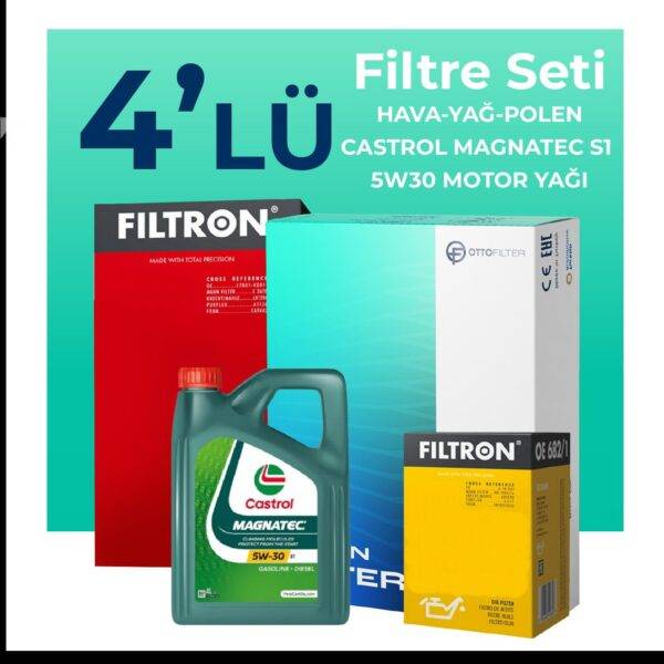 Filtron Opel Astra J 1.3 Dizel Filtre Bakım Seti Castrol Motor Yağlı (2010-2015) 4 Lü