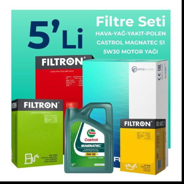 Filtron Opel Astra J 1.3 Dizel Filtre Bakım Seti Castrol Motor Yağlı (2010-2015) 5 Li
