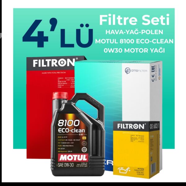 Filtron Peugeot 3008 1.6 BlueHDi Dizel Filtre Bakım Seti Motul Motor Yağlı (2016-2019) 4 Lü