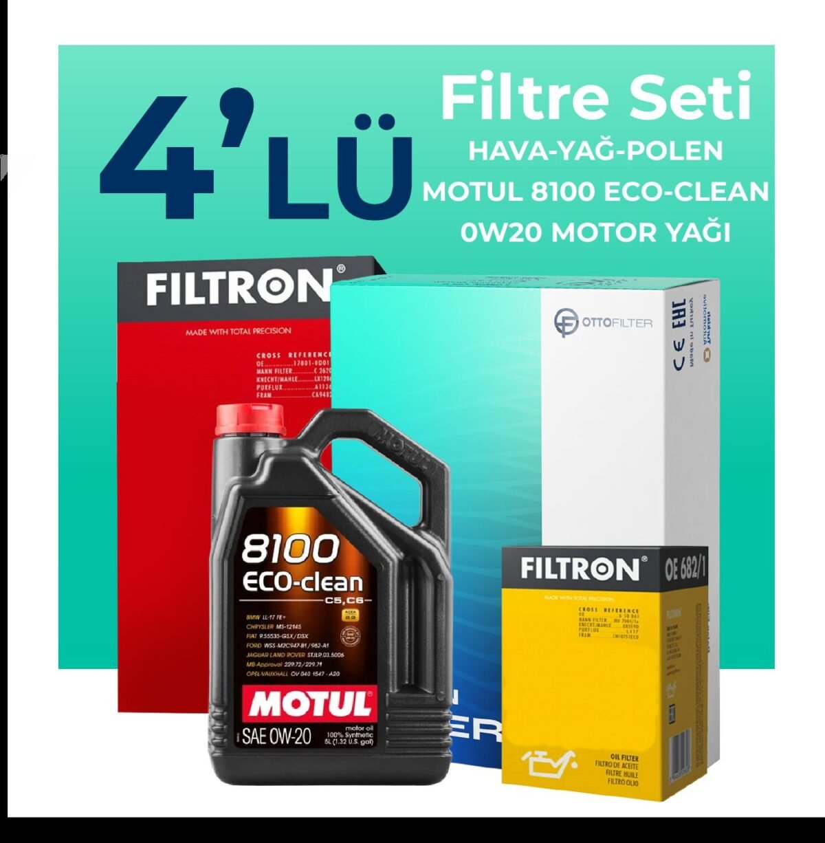 Filtron Seat Leon 1.5 TSi Filtre Bakım Seti Motul Motor Yağlı (2020-2024) 4 Lü - Görsel 1