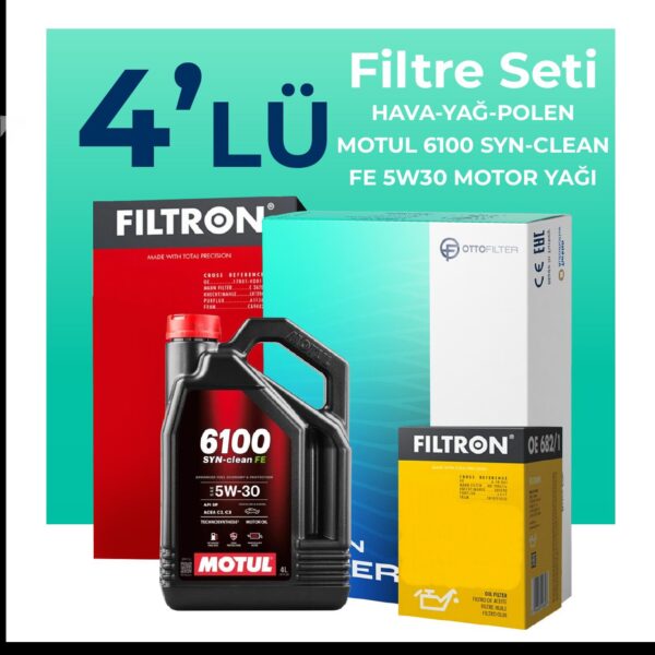 Filtron Skoda Fabia 1.6 Dizel Filtre Bakım Seti Motul Motor Yağlı (2010-2014) 4 Lü