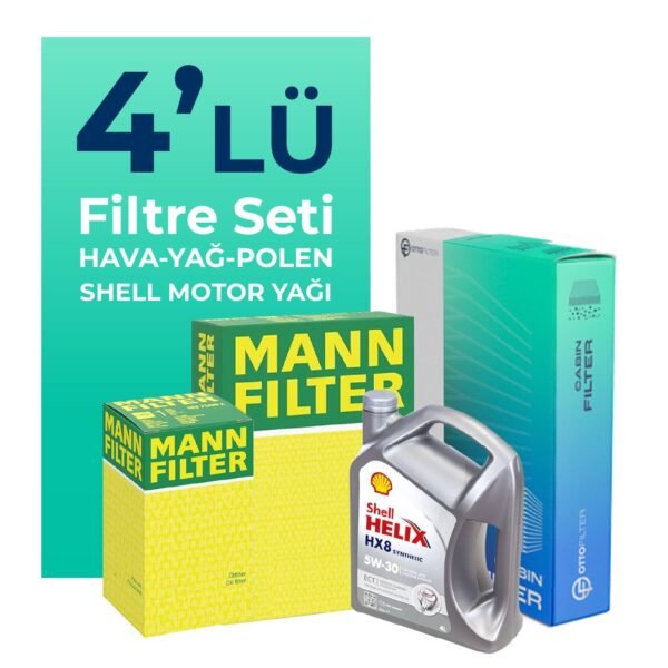 MANN Chevrolet Aveo / Kalos 1.4 Filtre Bakım Seti Shell Motor Yağlı (2011-2015) 4 Lü