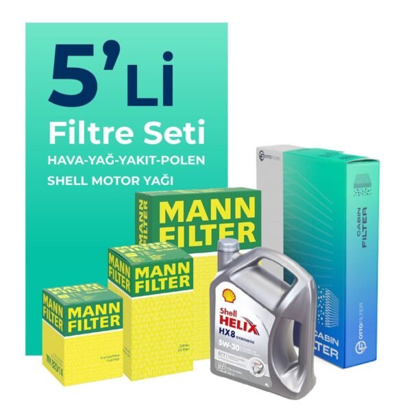 MANN Fiat Egea 1.3 Dizel Filtre Bakım Seti Shell Motor Yağlı (2015-2018) 5 Li