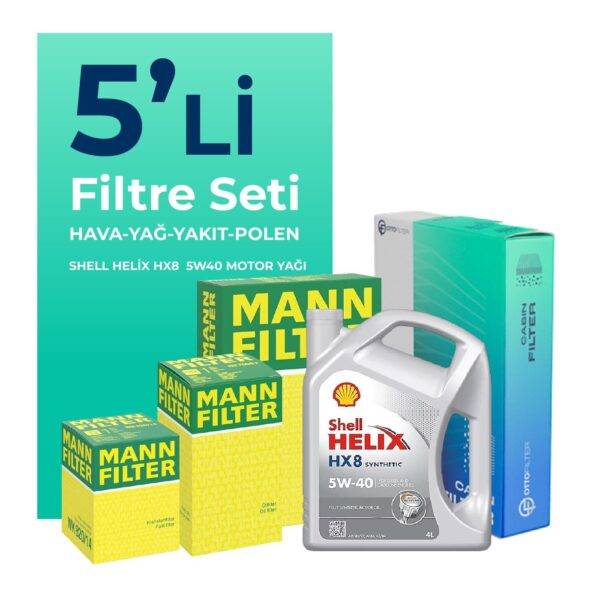 MANN Fiat Idea 1.3 Dizel Filtre Bakım Seti Shell Motor Yağlı (2004-2010) 5 Li