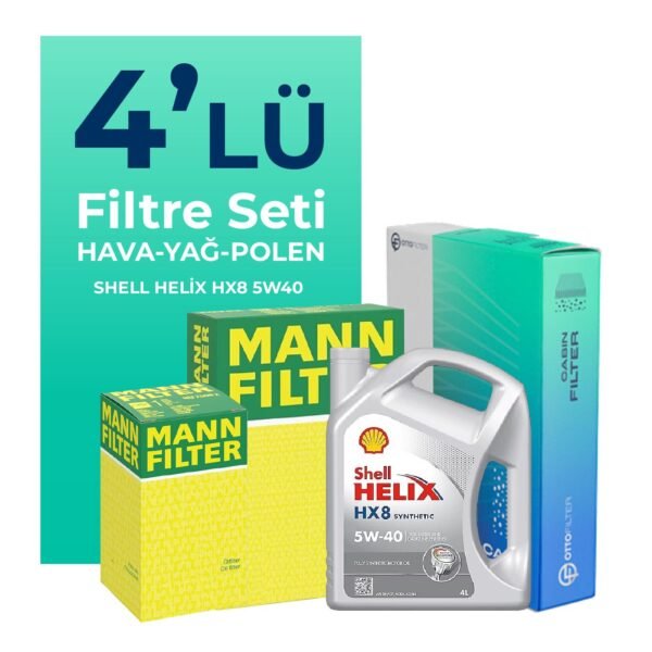 MANN Fiat Punto 1.4 Benzinli Filtre Bakım Seti Shell Motor Yağlı (2012-2017) 4 Lü