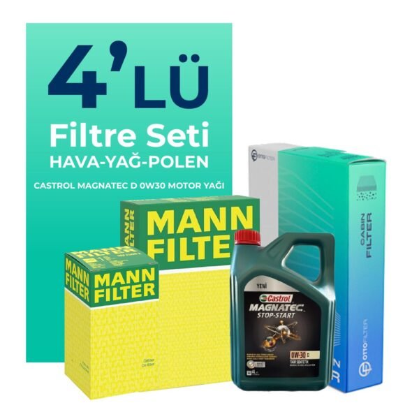 MANN Ford Courier 1.5 EcoBlue Filtre Bakım Seti Castrol Motor Yağlı (2024-2025) 4 Lü