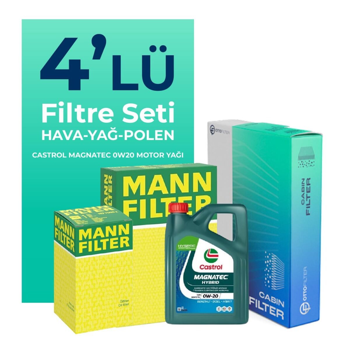 MANN Honda Civic 1.6 Benzin FD6 Filtre Bakım Seti Castrol Motor Yağlı (2006-2011) 4 Lü - Görsel 1