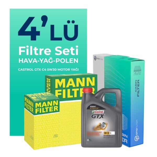 MANN Jeep Patriot 2.0 Dizel Filtre Bakım Seti Castrol Motor Yağlı (2007-2011) 4 Lü