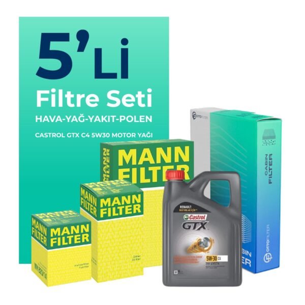 MANN Jeep Patriot 2.0 Dizel Filtre Bakım Seti Castrol Motor Yağlı (2007-2011) 5 Li
