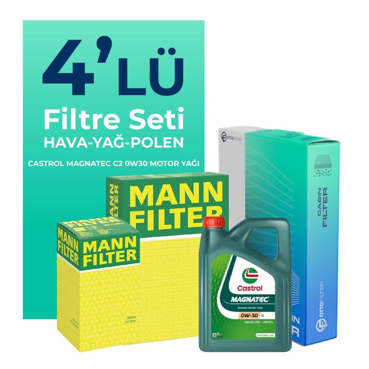 MANN Land Rover Discovery Sport 2.0 Dizel Filtre Bakım Seti Castrol Motor Yağlı (2014-2021) 4 Lü - Görsel 1