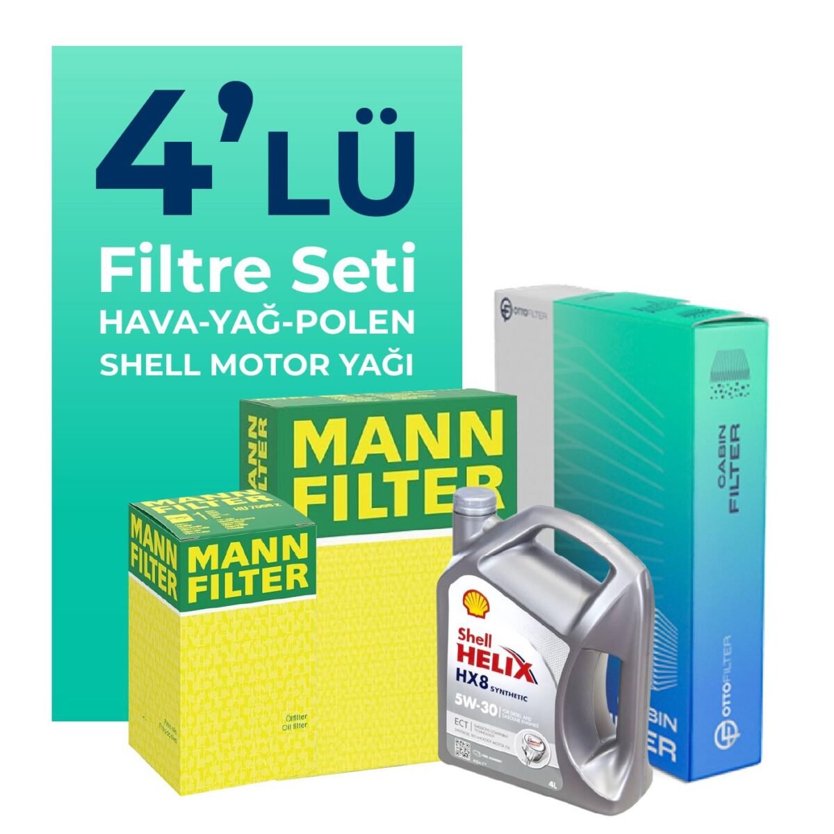MANN Mitsubishi Space Star 1.2 Filtre Bakım Seti Shell Motor Yağlı (2012-2023) 4 Lü - Görsel 1