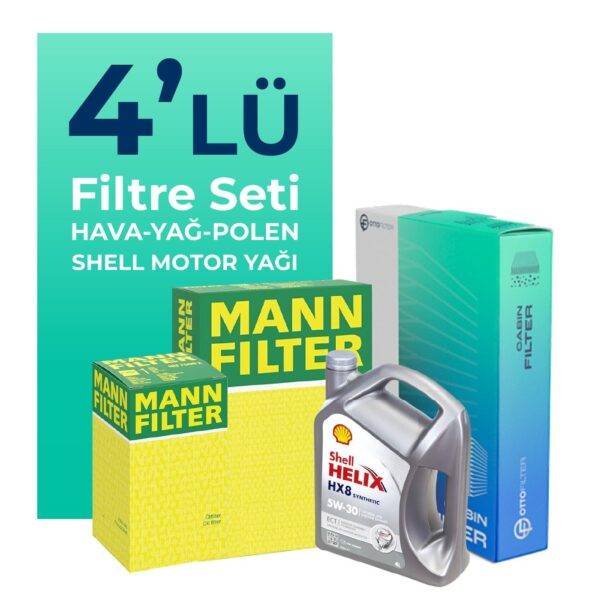 MANN Volkswagen Jetta 1.2 TSi Filtre Bakım Seti Shell Motor Yağlı (2015-2018) 4 Lü
