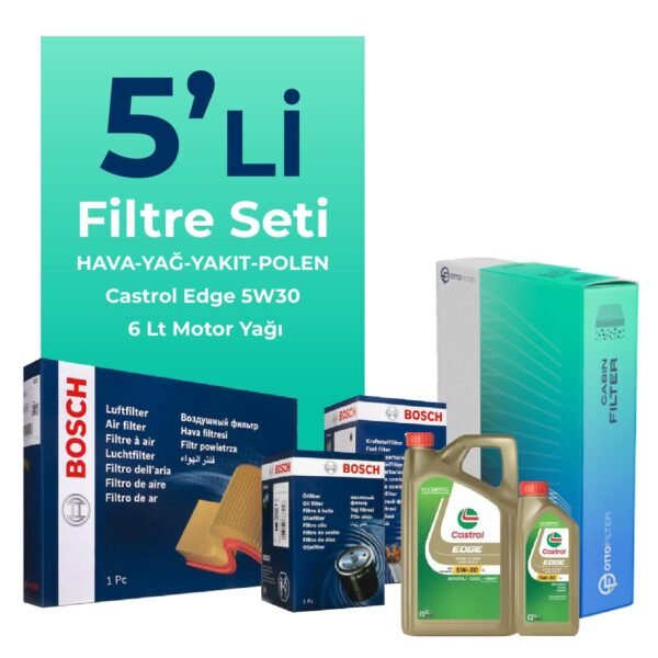 Bosch BMW 5.20 Dizel Filtre Bakım Seti Castrol Motor Yağlı (2005-2008) 5 Li