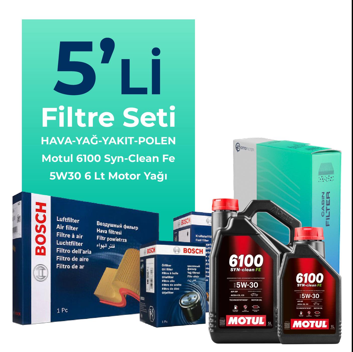 BOSCH Fiat Ducato 2.3 Dizel Filtre Bakım Seti Motul Motor Yağlı (2015-2020) 5 Li