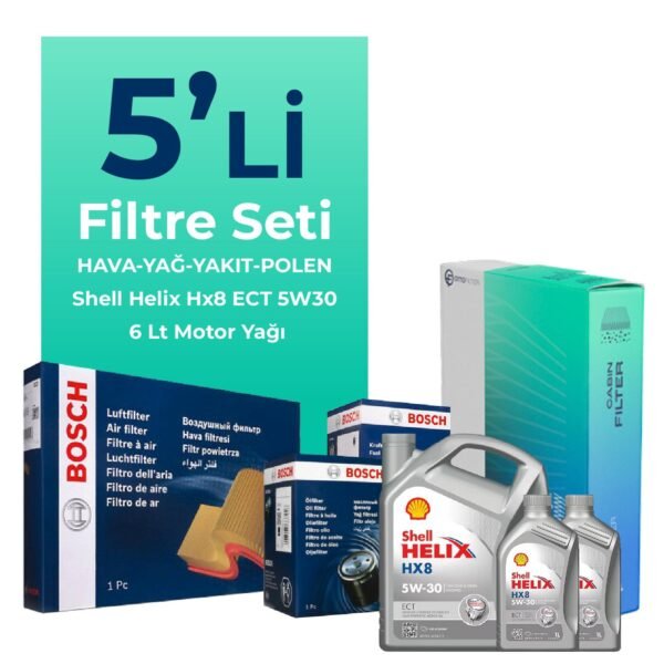 BOSCH Ford Connect 1.8 Dizel Filtre Bakım Seti Shell Motor Yağlı (2002-2013) 5 Li