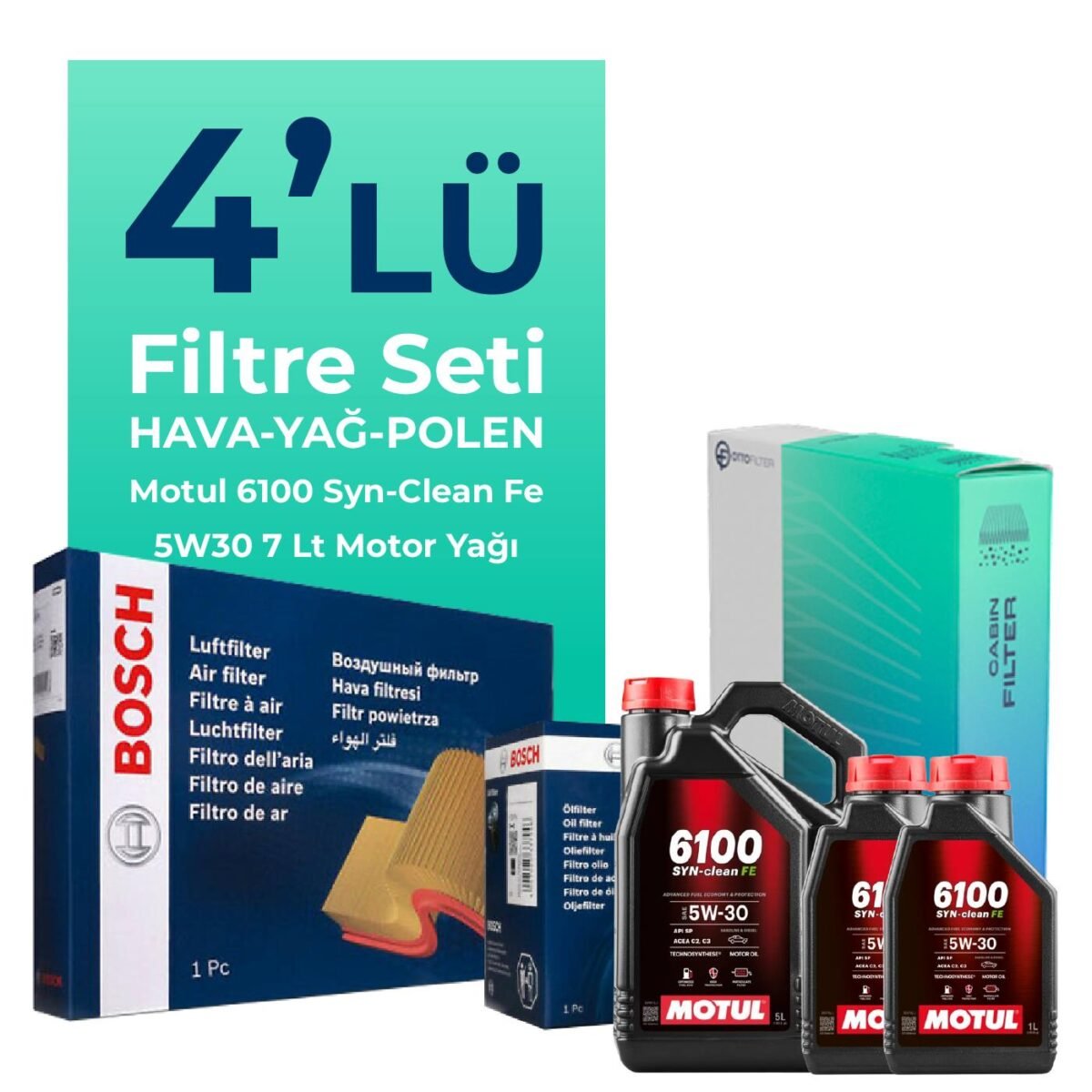 Bosch Jaguar S-TYPE 2.7 Dizel Filtre Bakım Seti Motul Motor Yağlı (2000-2008) 4 Lü - Görsel 1