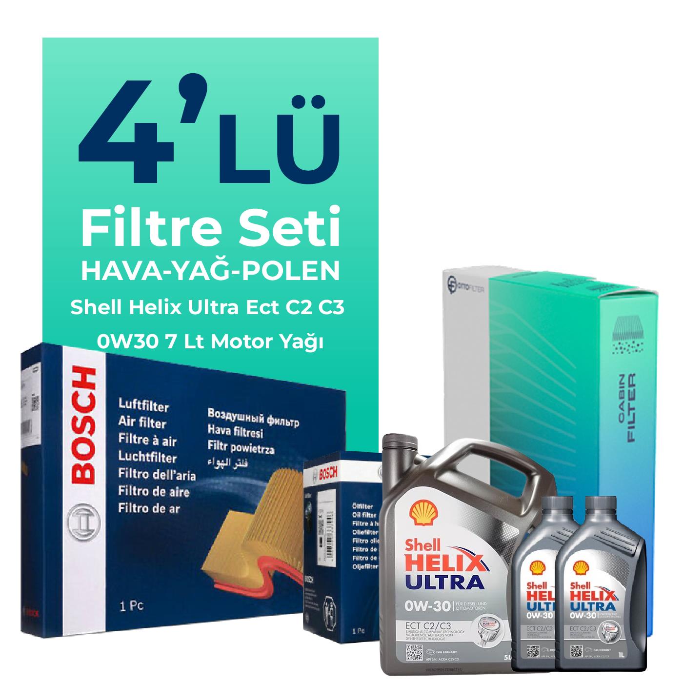 BOSCH Land Rover Discovery Sport 2.0 Dizel Filtre Bakım Seti Shell Motor Yağlı (2014-2021) 4 Lü