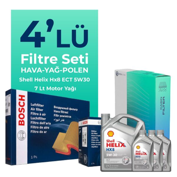 Bosch Mercedes C200 Dizel Filtre Bakım Seti Shell Motor Yağlı (2014-2018) 4 Lü