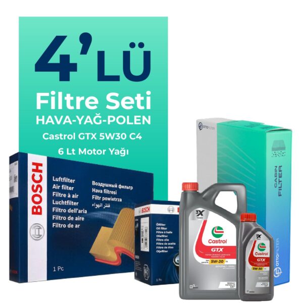 BOSCH Renault Koleos 1.6 Dizel Filtre Bakım Seti Castrol Motor Yağlı (2016-2018) 4 Lü