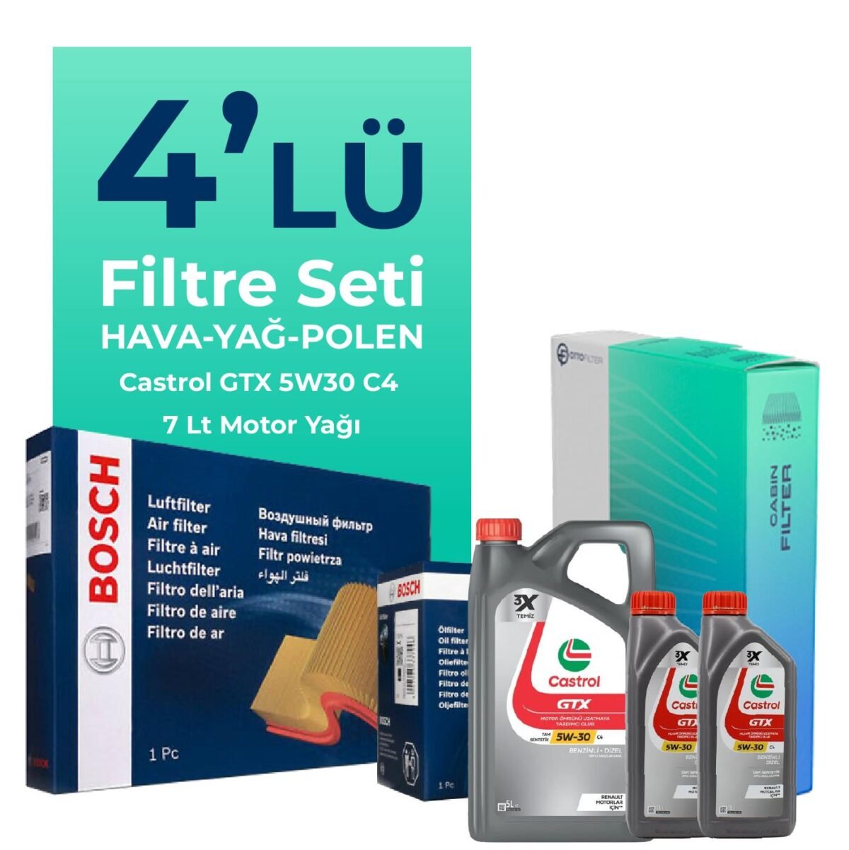BOSCH Renault Latitude 2.0 Dizel Filtre Bakım Seti Castrol Motor Yağlı (2010-2015) 4 Lü - Görsel 1