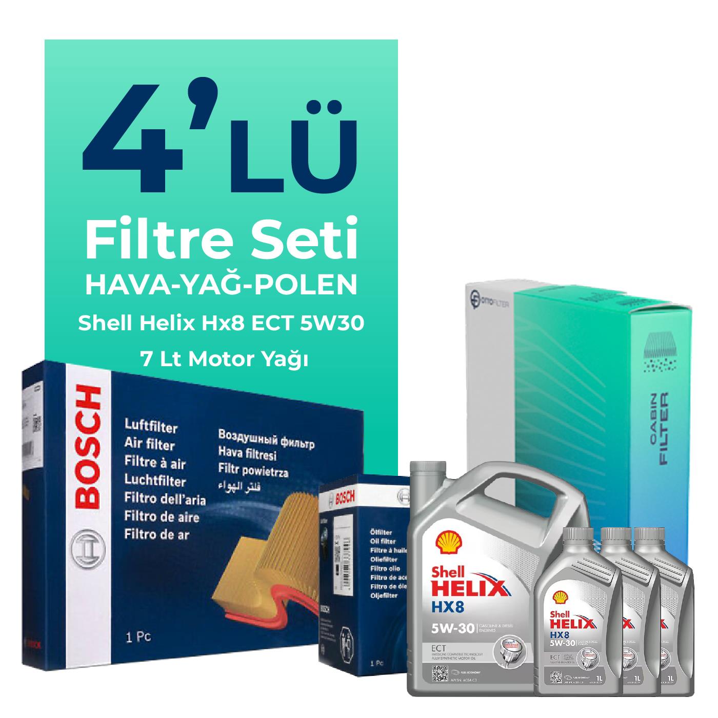 BOSCH Renault Latitude 2.0 Dizel Filtre Bakım Seti Shell Motor Yağlı (2010-2015) 4 Lü