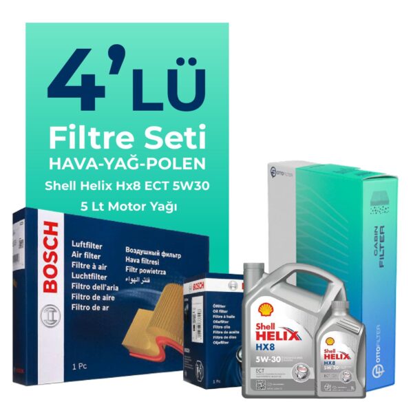 BOSCH Volkswagen Passat 1.6 Dizel Filtre Bakım Seti Shell Motor Yağlı (2010-2014) 4 Lü